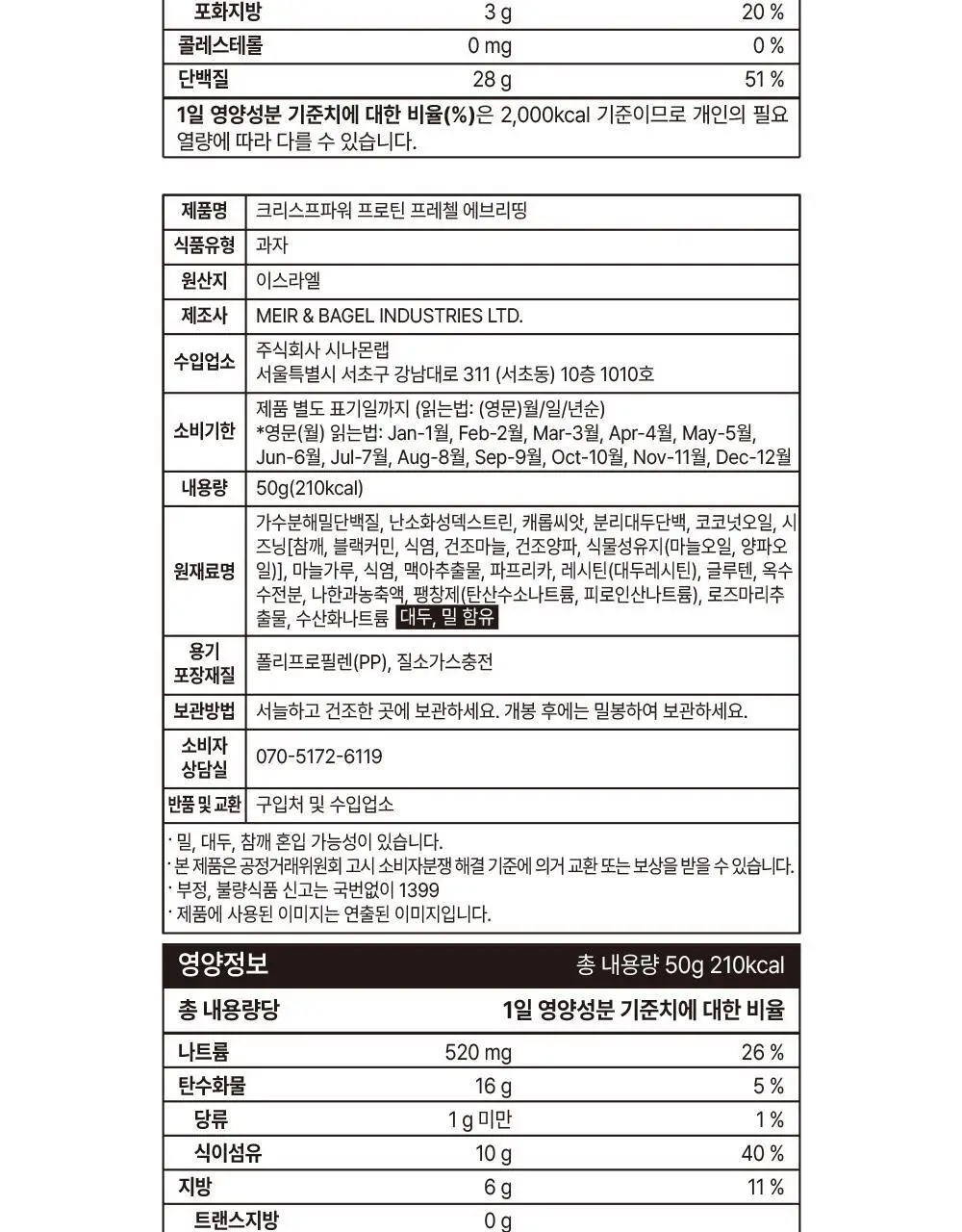 [미국품절대란] 크리스프파워 프로틴 프레첼 씨솔트 50g 상세페이지 32